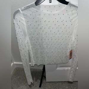 White Embellished Women's Top